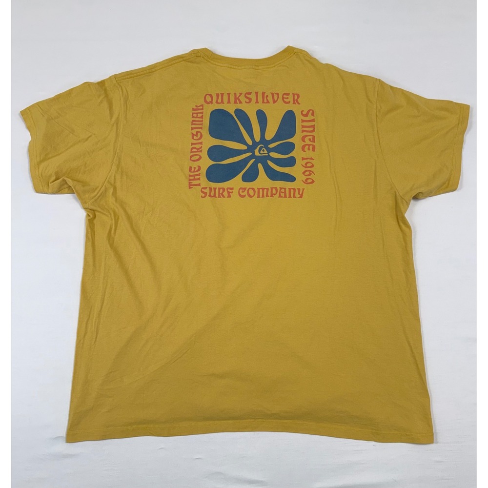 Quiksilver Mens‎ XXL Mustard Yellow Graphic T-Shirt Surf Company 100% Cotton - Picture 6 of 8